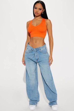 Wash Fashion Nova Switching Up Crossover Baggy Women Jeans USA | 423157UKX