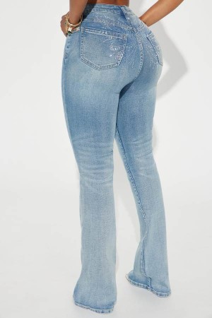 Wash Fashion Nova Taking Flight Butterfly Embellished Stretch Flare Women Jeans USA | 634157VOK