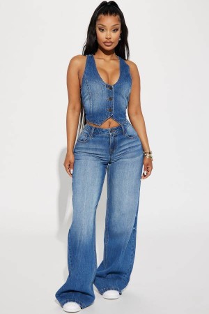 Wash Fashion Nova The Wayside Baggy Wide Leg Women Jeans USA | 307485ESP