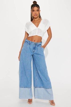 Wash Fashion Nova This Lifestyle Palazzo Wide Leg Women Jeans USA | 963054ZYU