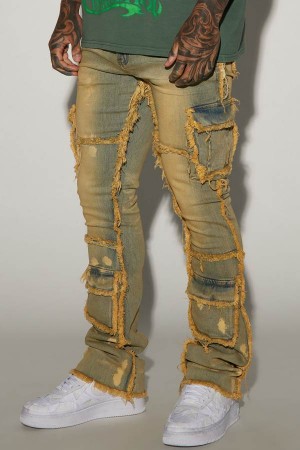 Wash Fashion Nova We Got This Fray Stacked Skinny Flare Men Jeans USA | 468103GAX