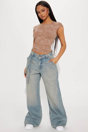 Wash Fashion Nova Wish Granted Tinted Baggy Women Jeans USA | 147096HAQ