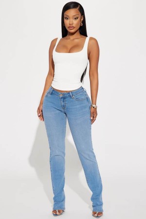 Wash Fashion Nova You Got It Low Rise Stretch Slim Straight Leg Women Jeans USA | 298053EXO