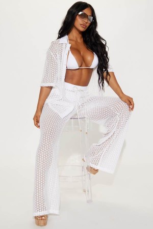 White Fashion Nova Abby Swim Cover Up Women Pants USA | 461908BXQ