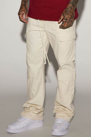 White Fashion Nova Alisos Twill Slim Flare Cargo Men Pants USA | 316295TSW