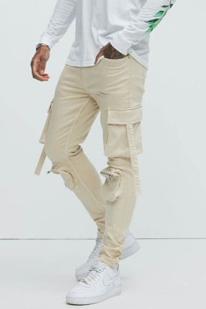 White Fashion Nova Bradford Skinny Cargo Men Pants USA | 589732TPK