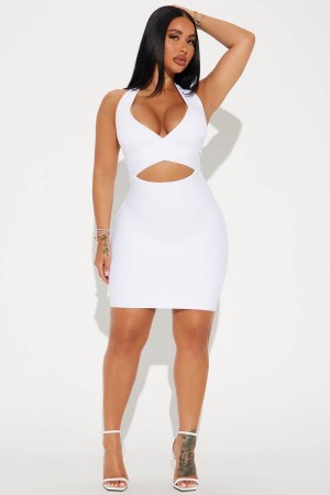 White Fashion Nova Electric Love Bandage Mini Women Dress USA | 653490EUO