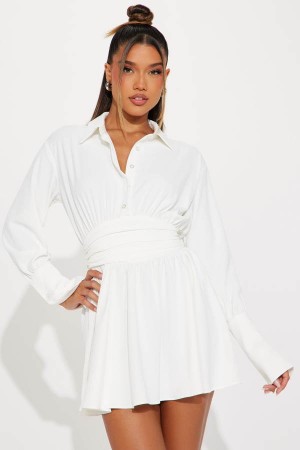 White Fashion Nova Eliana Mini Women Dress USA | 875932UHF