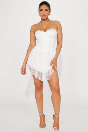 White Fashion Nova Kali Lace Mini Women Dress USA | 572934GJF