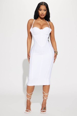 White Fashion Nova Kash Me In VIP Bandage Women Dress USA | 053842PKL