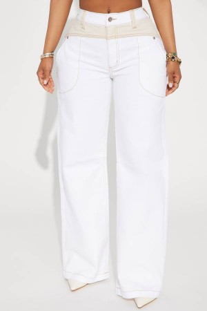 White Fashion Nova No Introduction Needed Baggy Women Jeans USA | 039152WIX