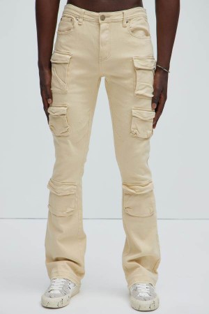 White Fashion Nova On Repeat Cargo Flare Men Pants USA | 015798GZC