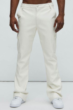 White Fashion Nova Royce Faux Leather Men Pants USA | 763852GLU