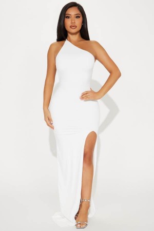 White Fashion Nova Sofia Backless Maxi Women Dress USA | 860491XFS