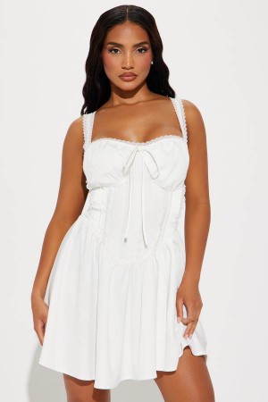 White Fashion Nova Summer Romance Mini Women Dress USA | 329718RQF