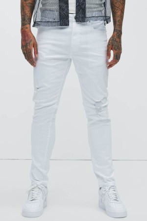 White Fashion Nova Take No L's Skinny Men Jeans USA | 532467LHG