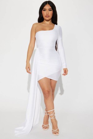 White Fashion Nova Waiting For Ur Love Mini Women Dress USA | 402398KCB