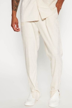 White Fashion Nova Wavy Textured Men Pants USA | 043785ZDL