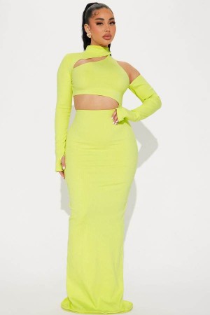 Yellow Fashion Nova Angelina Snatched Maxi Women Dress USA | 391072ZHS