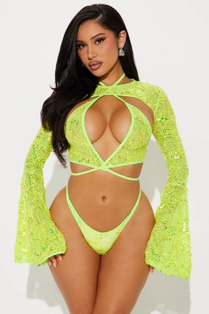 Yellow Fashion Nova Dancing Under The Lights Sequins Shrug Top Women Tops USA | 476025QUS