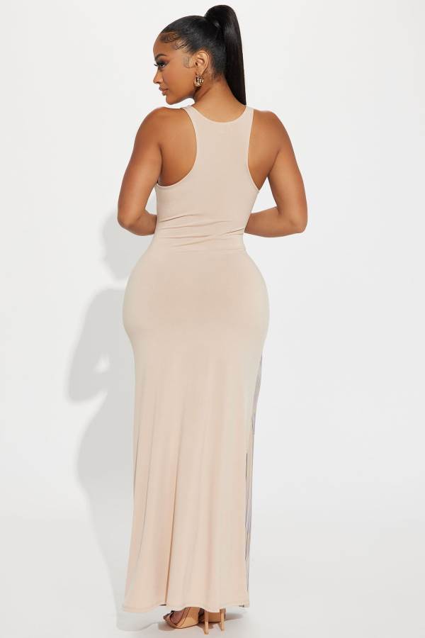 Beige Fashion Nova Give Me Body Maxi Women Dress USA | 640837NPH