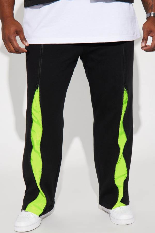 Black Fashion Nova All In The Zippers Tyson Straight Men Sweatpants USA | 692750TDX