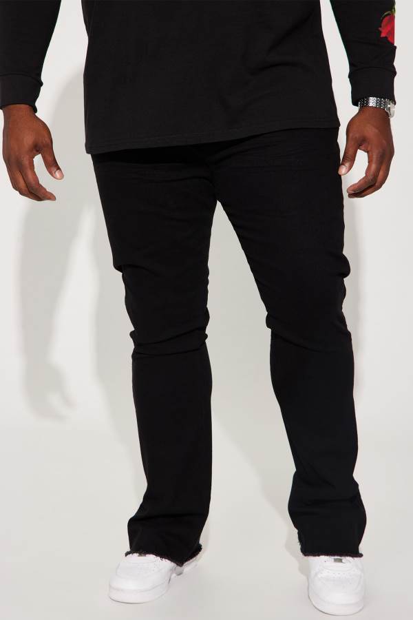 Black Fashion Nova Along Side Zipper Stacked Skinny Flare Men Jeans USA | 763821SUJ