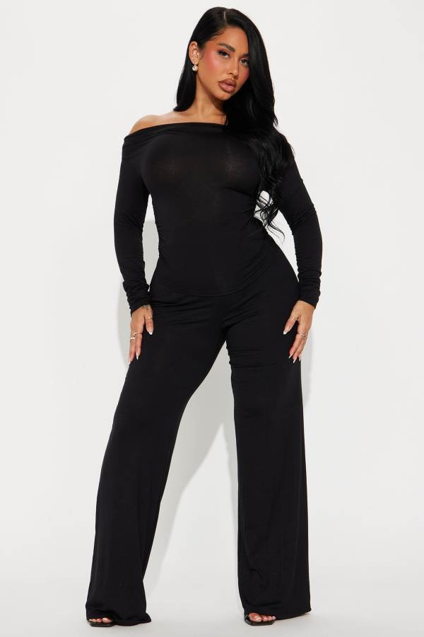 Black Fashion Nova Ameena Pant Set Women Pants USA | 104856CHT