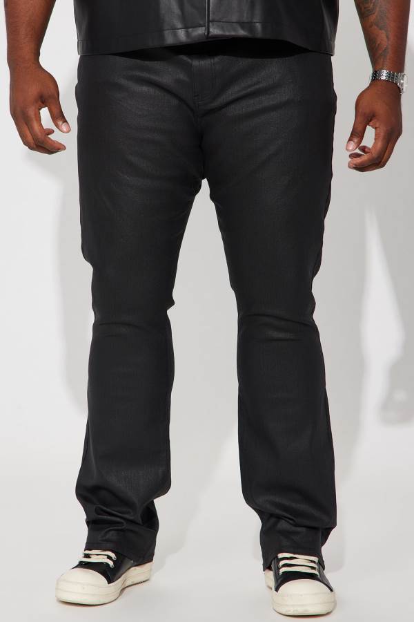 Black Fashion Nova As I Do Waxed Stacked Skinny Flare Men Jeans USA | 681790EUA