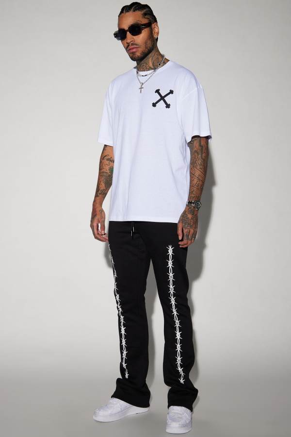 Black Fashion Nova Barbwire Flared Men Sweatpants USA | 891260JWG