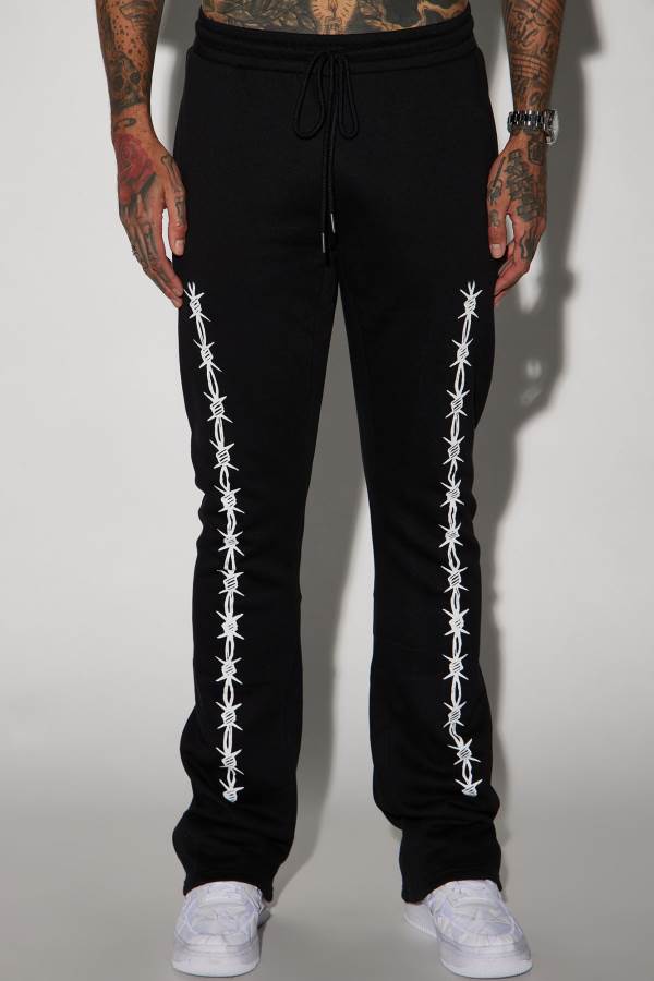 Black Fashion Nova Barbwire Flared Men Sweatpants USA | 891260JWG