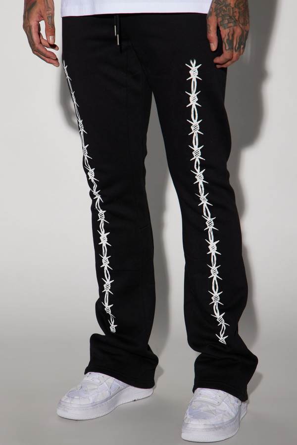 Black Fashion Nova Barbwire Flared Men Sweatpants USA | 891260JWG