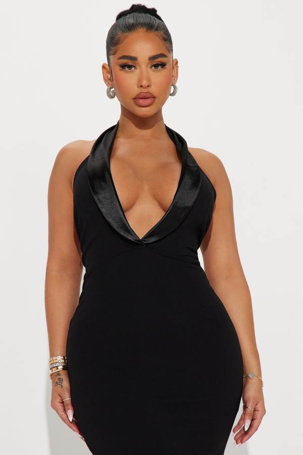 Black Fashion Nova Black Tie Only Maxi Women Dress USA | 017935UOY