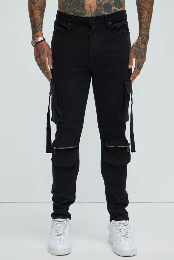 Black Fashion Nova Bradford Skinny Cargo Men Pants USA | 824039IGN