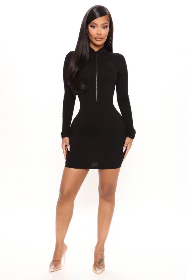 Black Fashion Nova Brooklyn Snatched Mini Women Dress USA | 301549QTG