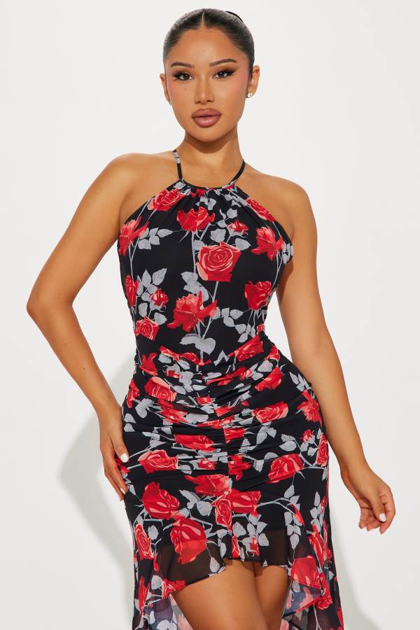 Black Fashion Nova Buy Her Roses Maxi Women Dress USA | 308476XGC