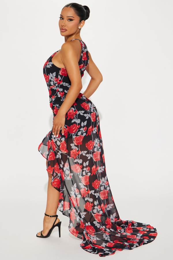 Black Fashion Nova Buy Her Roses Maxi Women Dress USA | 308476XGC