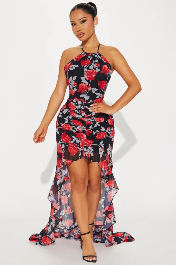 Black Fashion Nova Buy Her Roses Maxi Women Dress USA | 308476XGC