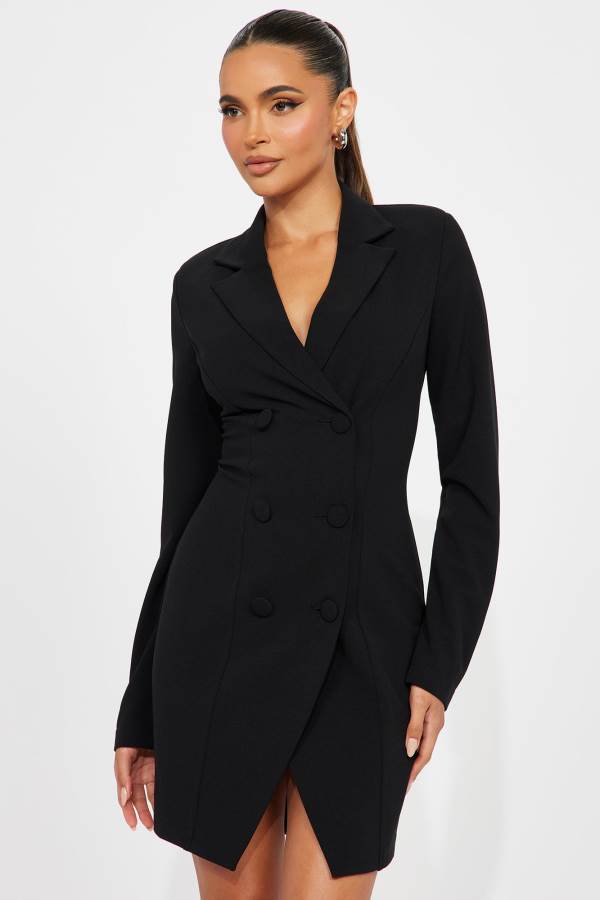 Black Fashion Nova Celena Blazer Mini Women Dress USA | 981537ZJO