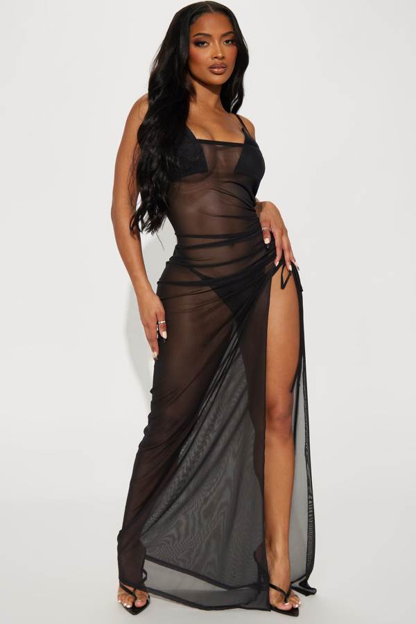 Black Fashion Nova Fly Me Out Coverup Women Dress USA | 438209FUB