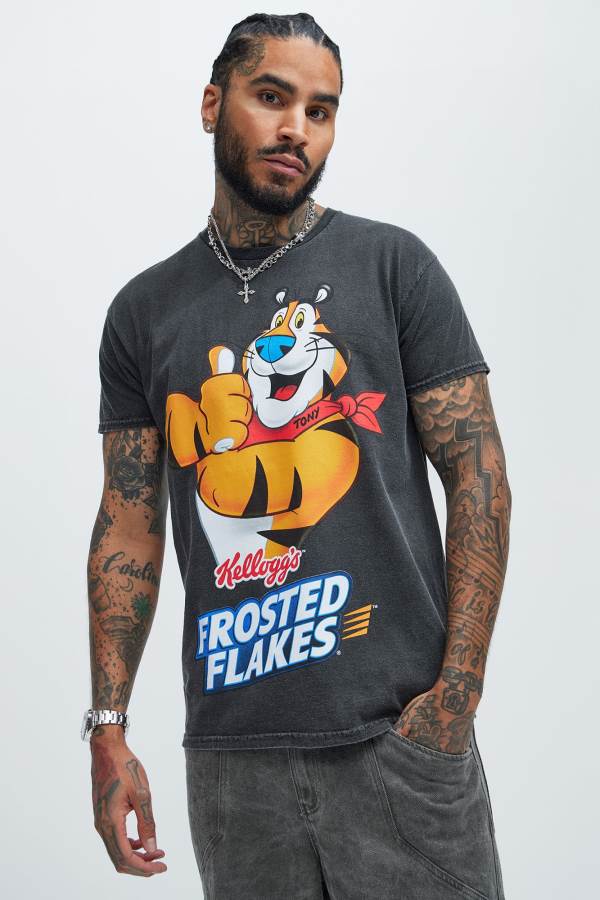 Black Fashion Nova Frosted Flakes Racing Oversize Short Sleeve Men T-Shirt USA | 780914YMV