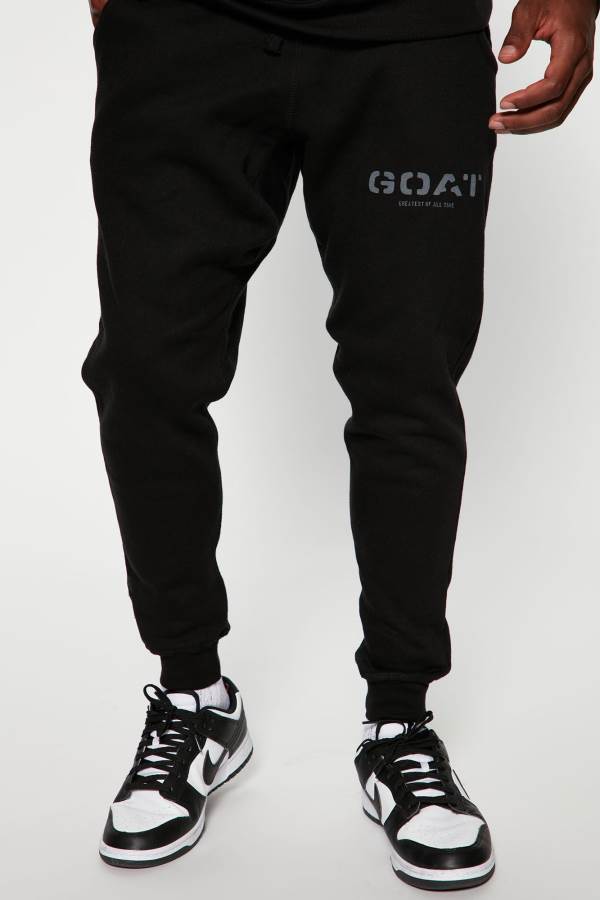 Black Fashion Nova GOAT Essential Men Joggers USA | 045237WGD