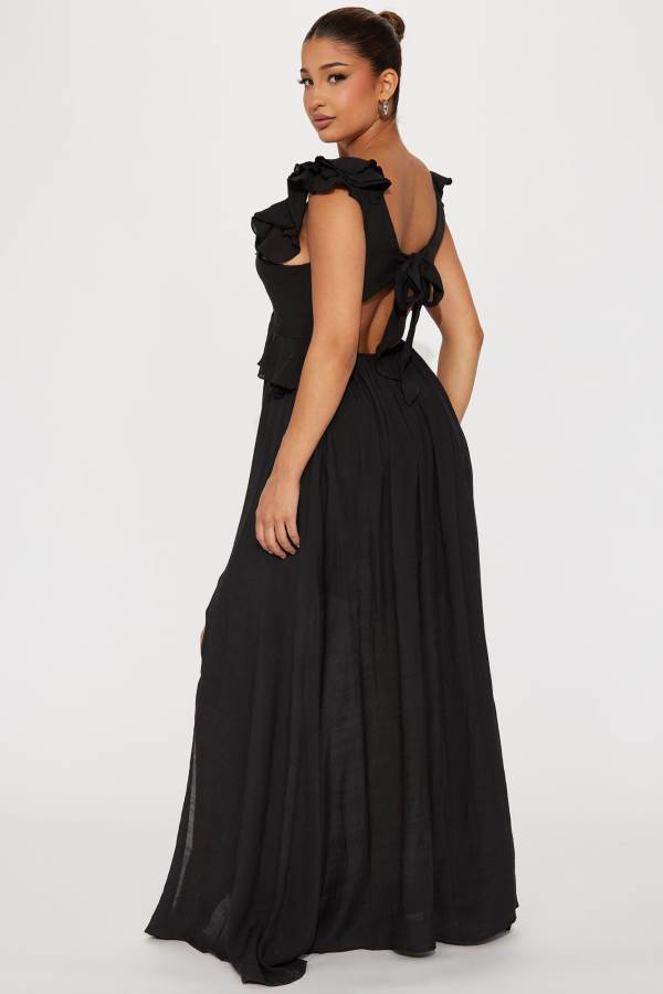 Black Fashion Nova Gabby Maxi Women Dress USA | 107453AYJ