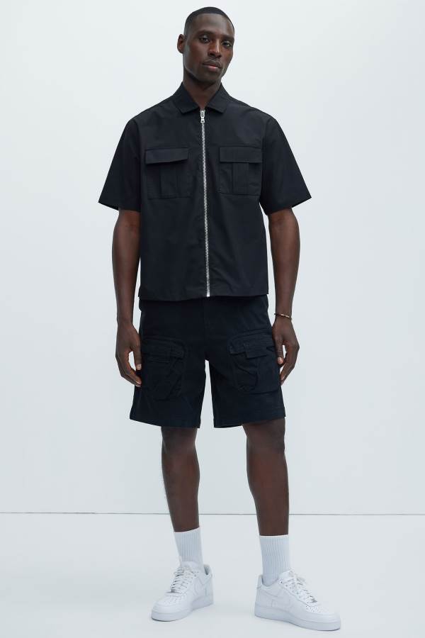 Black Fashion Nova Hawk Cargo Relaxed Men Shorts USA | 610854ELC