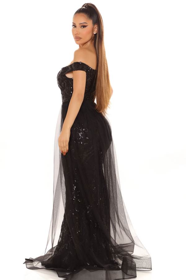 Black Fashion Nova Impeccable Taste Sequin Maxi Women Dress USA | 370168HUR