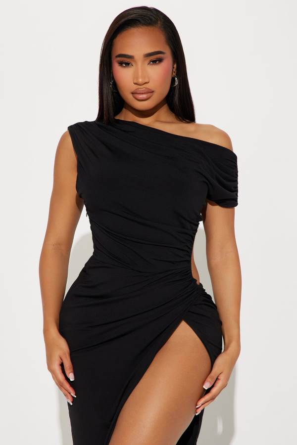 Black Fashion Nova Keep Walking Maxi Women Dress USA | 039426EQY