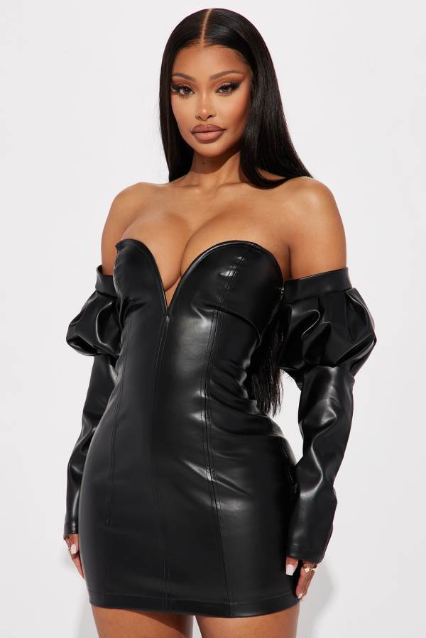 Black Fashion Nova Kensley Mini Women Dress USA | 208391KZO