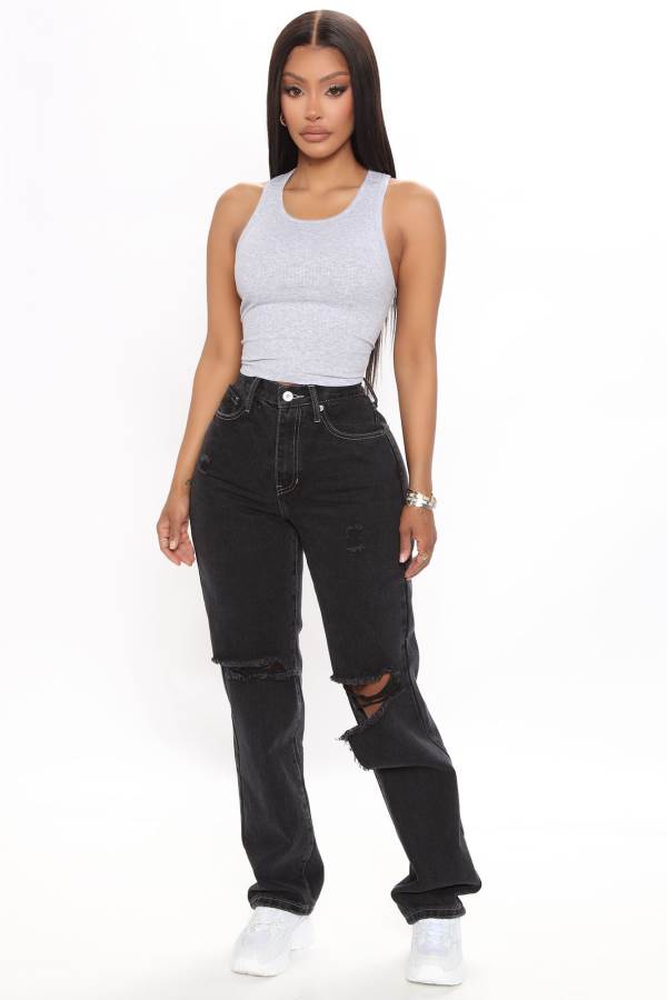 Black Fashion Nova Leave It To Me Straight Leg Women Jeans USA | 058947TJM