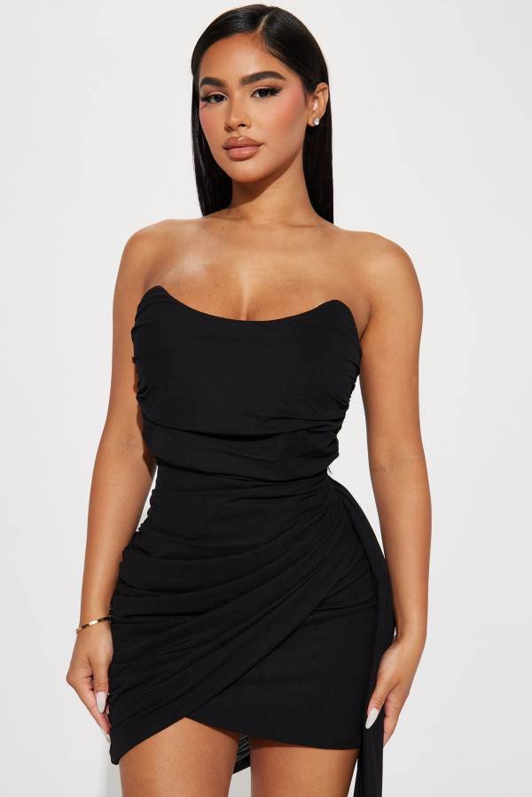 Black Fashion Nova Liza Mesh Mini Women Dress USA | 690534UYX