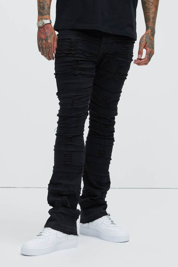 Black Fashion Nova More Than You Frayed Slim Flare Men Jeans USA | 706154IEU